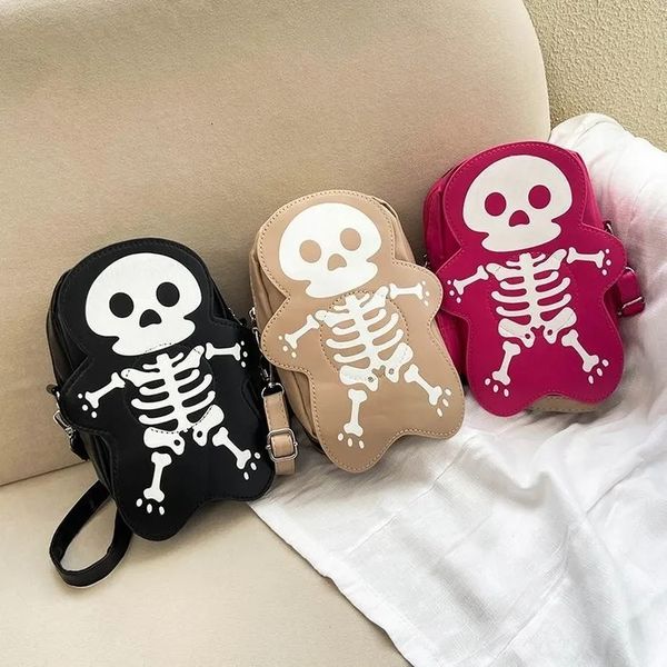 

2024 Halloween Bags Summer Women Niche Trend, Funny Little Cute Ghost Skeleton Crossbody Shoulder Bag #BFP2410295 PTP4, Pink