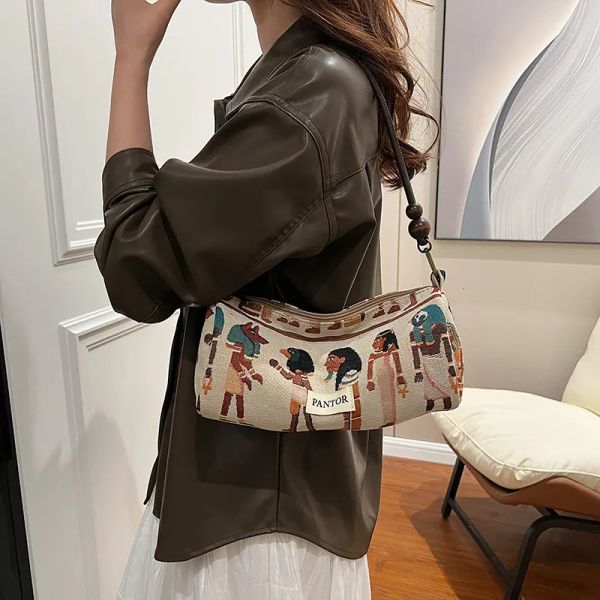 

Designer Tribal Personalized Small Fun Pharaoh Handbag Bohemian Style Shoulder Casual Underarm Bag #BFP2410291 PTP2, White