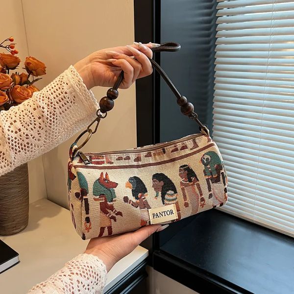 

2024 Fashion Tribal Personalized Small Fun Pharaoh Handbag Bohemian Style Shoulder Casual Underarm Bag #BFP2410291 PTP5, White
