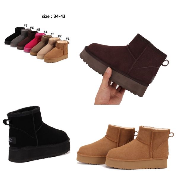 

Thick-soled snow bootses New Australia ankle designer fashion brand Fur one-piece warm shoes tasmans Wool boots, Brown