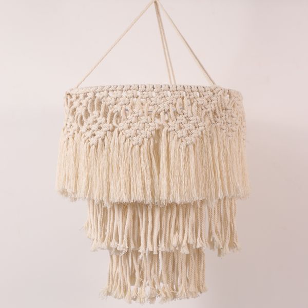 

Charming Hand-Woven Boho Style Ceiling Lamp Cover with Decorative Cotton Tassels