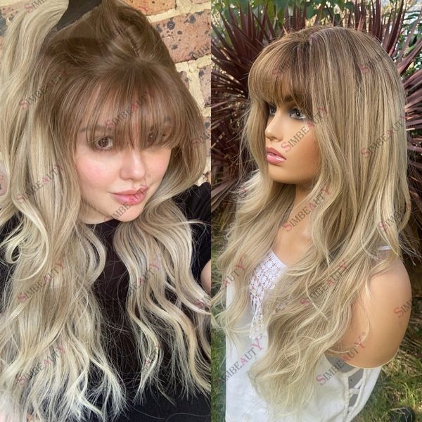 

100% Human Blonde Faded 13x6 with Bangs for Women Transparent Lace Front Body Wave 180 Density Remy Hair Wig, Black