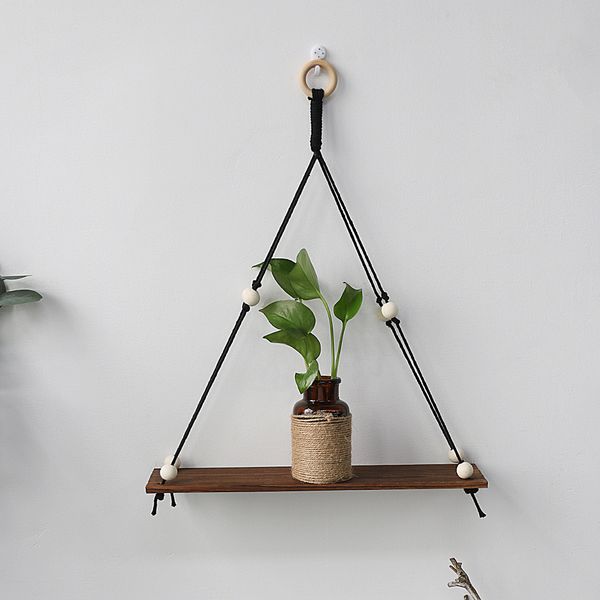 

Wall hanging rope storage rack Flower pot storage rack Wall hanging wood hanging accessories
