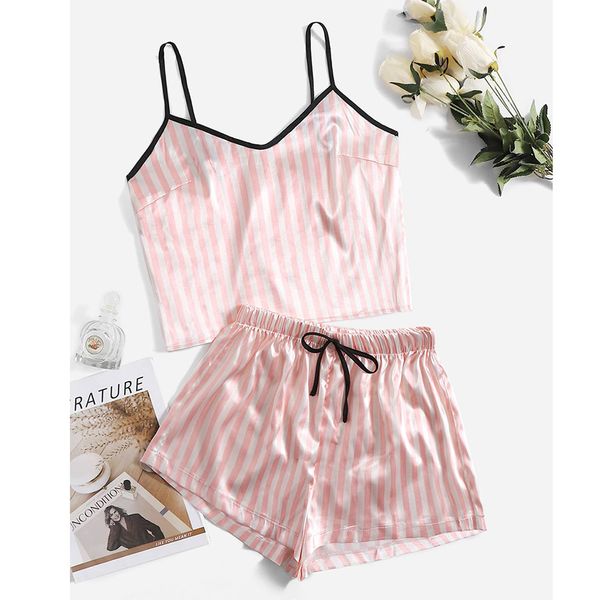 

Luxurious Women's Satin Pajama Set with Smooth Silk Material - Perfect for a Soothing Night's Rest, Pink stright