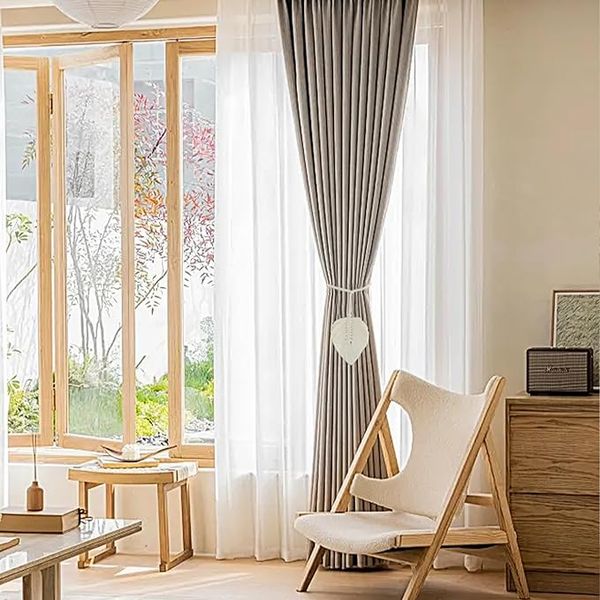 

Living room leaf curtain lace-up farmhouse theme handmade cotton fringe curtain outdoor indoor
