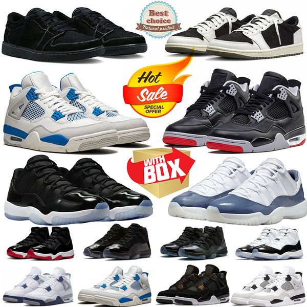 

11s Basketball Shoes 4s trainers designer shoes sneakers Outdoor Sport trainer pink Black Blue cherry White Olive High Low Sneakers with box, Silver