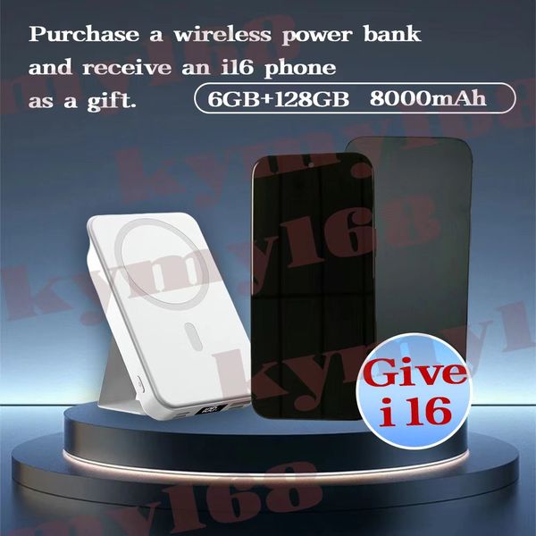 

wireless 15W fast charging magnetic power bank with ultra-thin and large capacity, suitable for Apple i16 mobile phone Buy and get a free phone