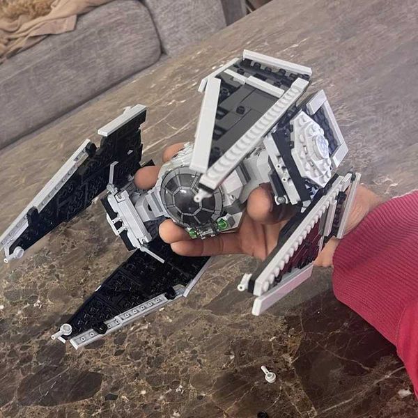 Blocks Blocks Blocks 412Pcs New MOC Space Building Blocks Imperia TIE Fighter Spacecraft Kit Building Blocks Interstellar Fighter Interceptor DIY Mo Y250208