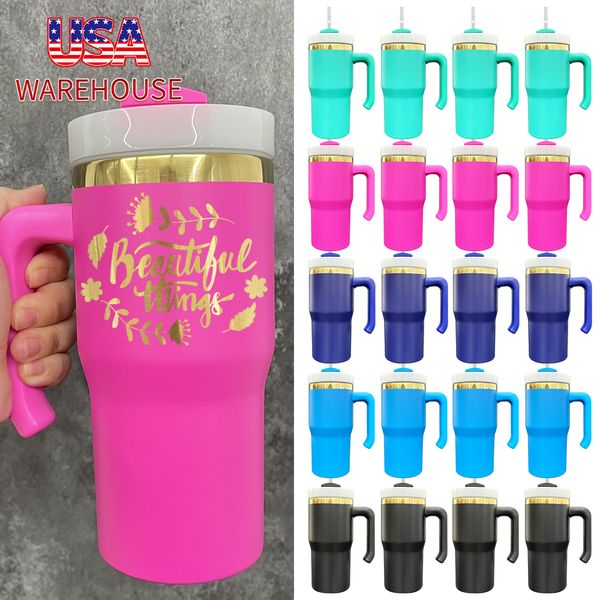 Kids Toddler Mirror Stainless Steel Travel Mug - Gold Plated, Vacuum Insulated Water Bottle with Lid & Straw