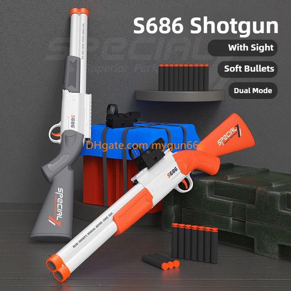 

Soft S686 Bullet Shot Gun Toy Dual Mode Double Shoot Toy Gun Maunual Foam Dart Colorful Collection Outdoor C Pubg Game Prop Gift For Adult Kid Birthday