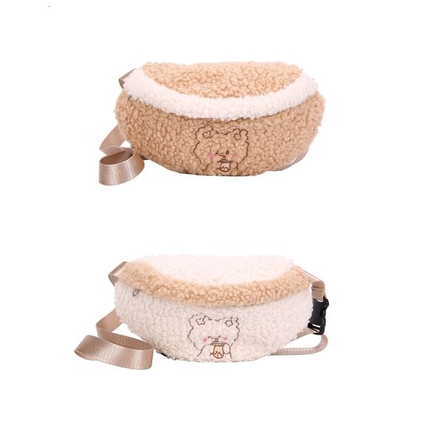 

waist bags cute bear embroidered plush bag women winter soft warm belt fanny pack bum female outdoor sport crossbody chest purse 230831