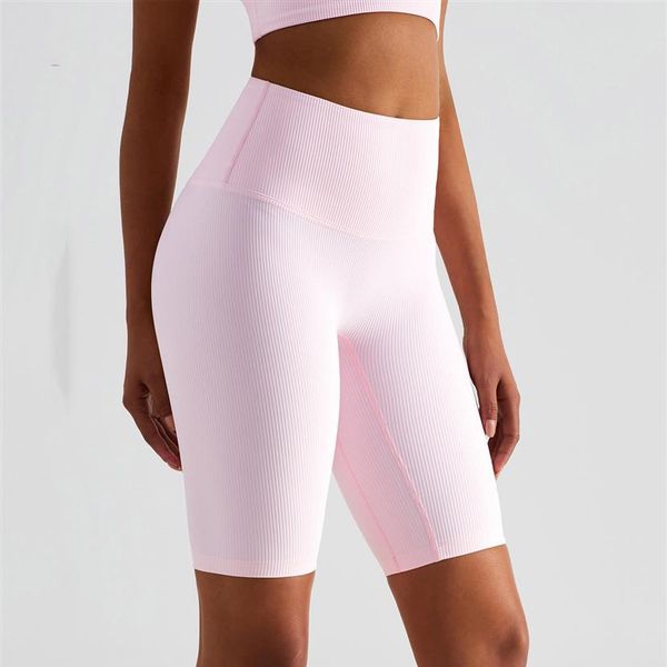 

lu-wk1292 yoga shorts ribbed peach pants women's european and american style fitness outer wear no t high waist five-point pa205g