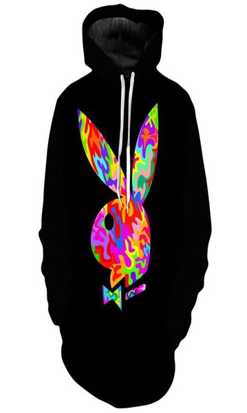

rainbow rabbit design men039s 3d printing hoodie visual impact party punk gothic round neck sweatshirt hoodie8799146, Black