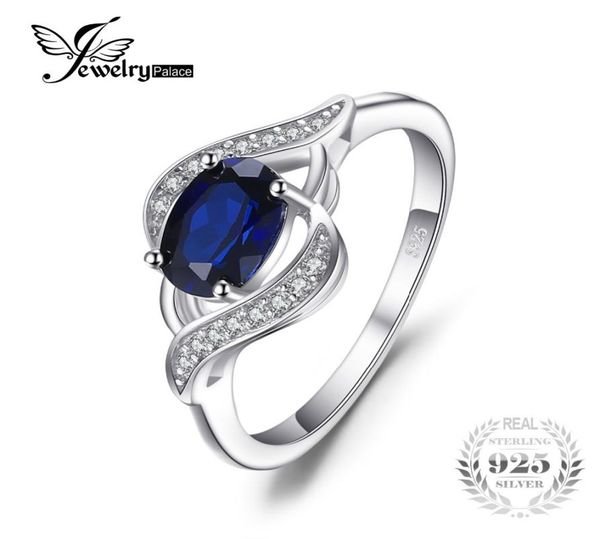 

jewelrypalace 11ct created blue sapphire statement ring 925 sterling silver jewelry ring sets new gift for women as gifts c1811082694500, Slivery;golden