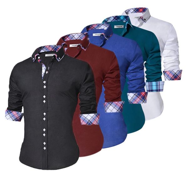 

slim fit men039s casual button down shirt long sleeve formal dress shirts men male clothing camisa mx2005182271604, White;black