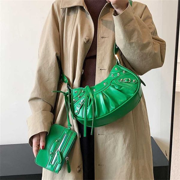 

personalized rivet locomotive new versatile crescent trendy casual mother and child bag off wholesale