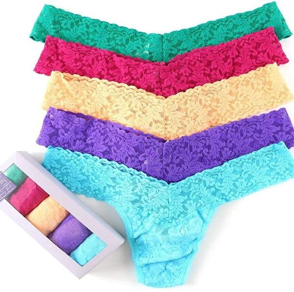 

rise hanky panky women039s petite low signature lace thong 5pack7396596, Black;pink