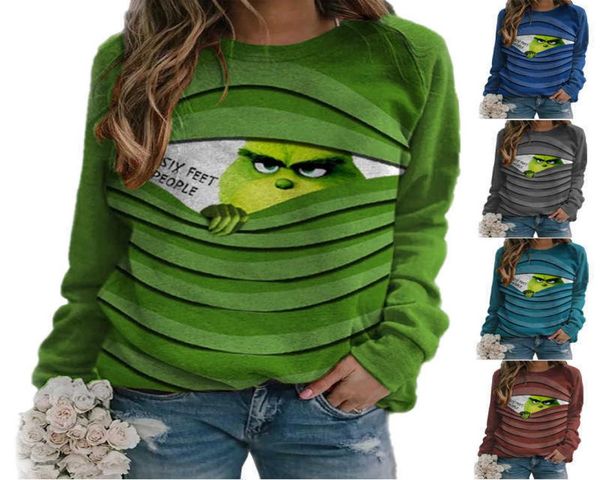 

autumn winter funny grinch christmas cute casual hoodie sweatshirts crewneck long sleevewomen pullovers kawaii q09018488980, Black