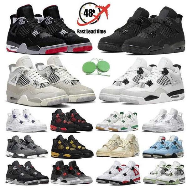 

designer shoes 4 4s basketball men women black cat thunder bred seafoam sail military canvas red violet cacao wow white oreo midnight navy f