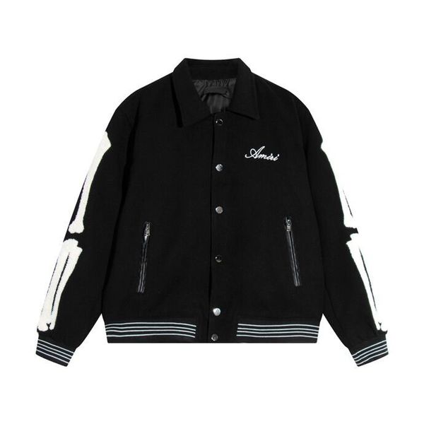 

2023 autumn/winter new baseball jersey jacket panel jacket with embroidered logo for men and women contrast color casual versatile g103, Black;brown