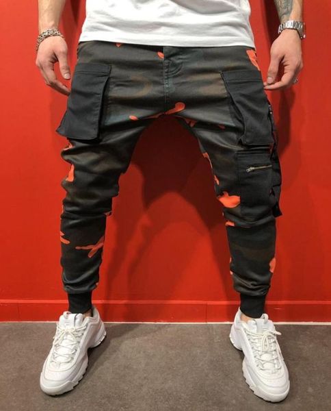 

new mens casual camouflage pants slim skinny pencil pants fashion casual style with 3 colors asian size6147509, Black