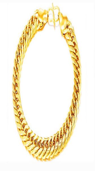

18k real gold plated gold color bracelet size 8mm 20cm big thick chain bangle for men jewelry whole7146051, Black