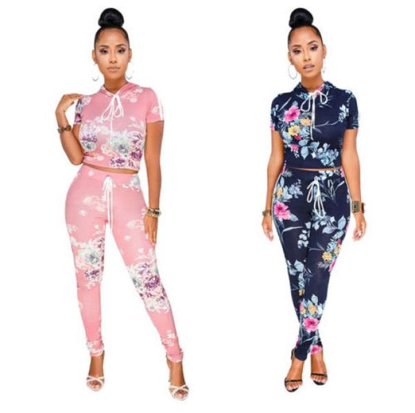 

ladies summer casual floral crop and high waist long pants playsuit bodysuit jumpsuit women set two pieces6570502, Gray