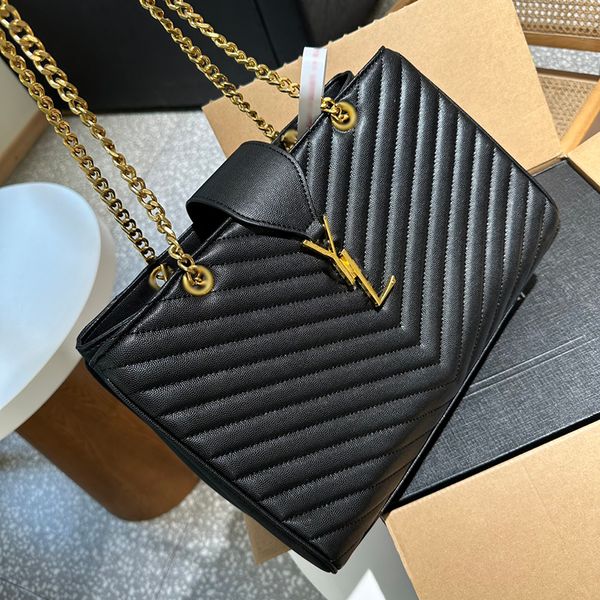 

famous french designer crossbody bag paris classic v-shaped quilted leather shoulder bags women's fashion double chain tote bag large c
