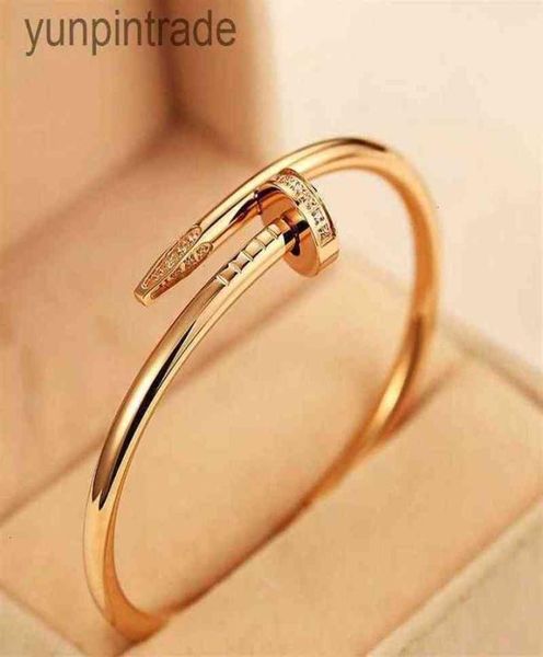 

juste a clou nail bracelet xury jewelry set auger lovers men and women 16 19 cm gold rose sier216w3997862, Black