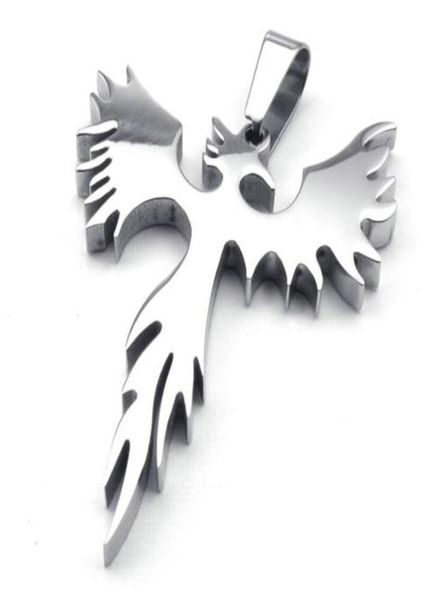 

stainless steel phoenix bird firebird pendant biker mens necklace 24 inch chain3226841, Silver