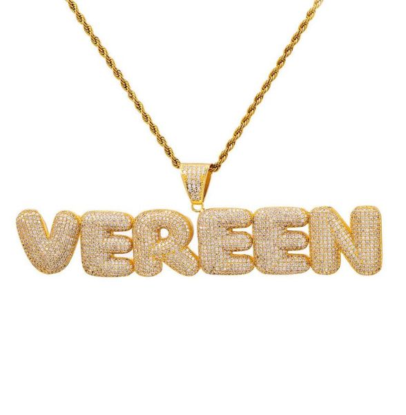 

hip hop custom name combination bubble letter pendant necklace micro cubic zirconia gold silver color copper pendant necklace6227374