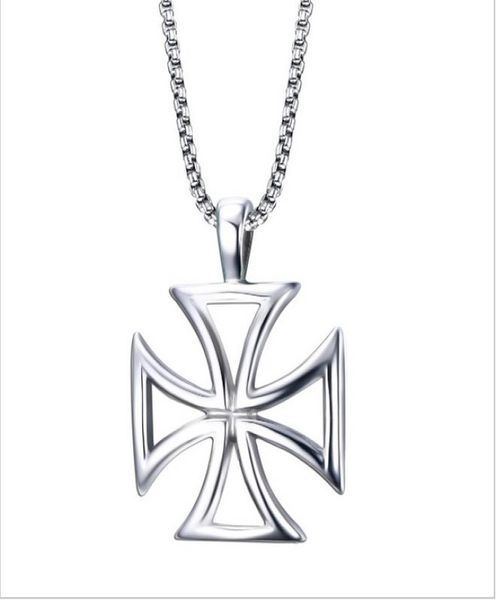 

mens necklace stainless steel vintage hollow maltese iron cross pendant necklace knights templar cross fashion jewelry pn7224961978, Silver