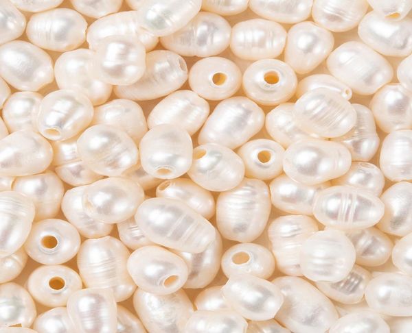 

100pcs natural freshwater cultured pearls beads large hole loose beads8620861, White