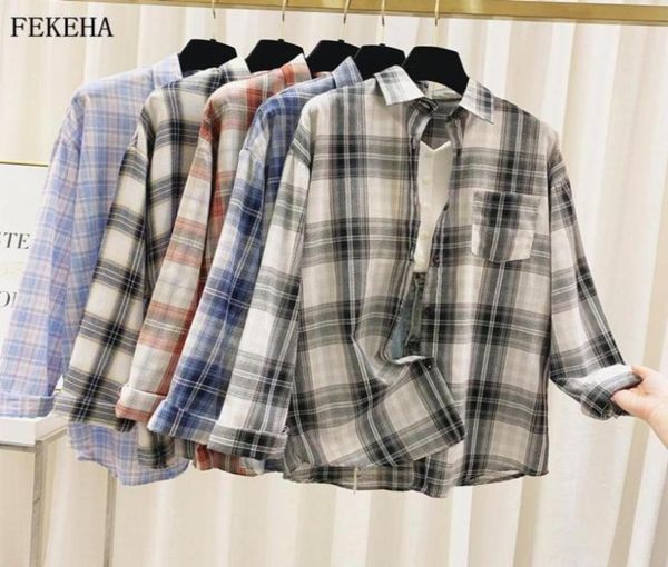 

womens plaid shirts summer sunscreen blouses and long sleeve lady thin loose checked outwear women039s 82982568372869, White