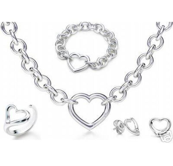 

designer jewelry heart lock new jewelry sets 925 sterling silver bracelet and necklace sets fashion womens jewelry sets with box7751489
