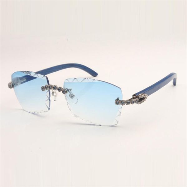 

new design bouquet blue diamonds hand carved seasonal fashion sunglasses 3524029 assorted colors wood temples and 58mm cut lens th312p, White;black