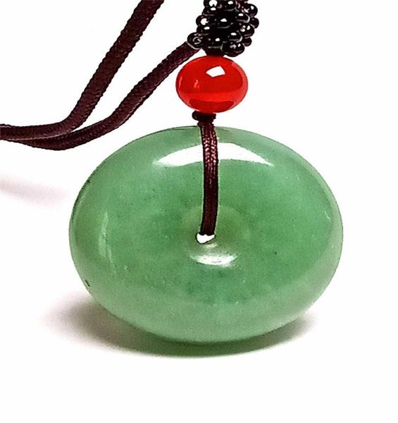 

women mens rope natural india green jade gemstone donut pendant necklace3067771, Silver