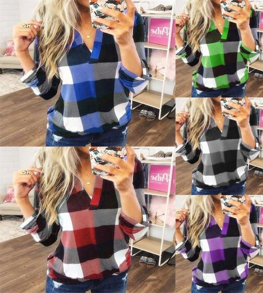 

womens and blouses plus size autumn women039s plaid blouse shirts v neck female blouses lady business blouse5113186, White