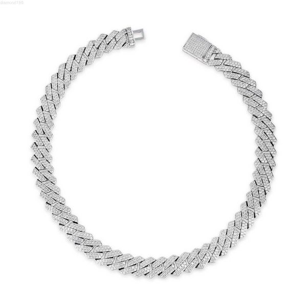 

fashion 925 sterling silver cuban link chain 18k white gold-plated necklace hip hop customized jewelry for man and woman