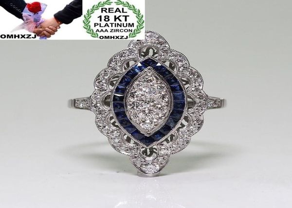 

omhxzj whole european solitaire rings fashion woman man party wedding gift luxury white blue z zircon 18kt white gold ring4697812, Golden;silver