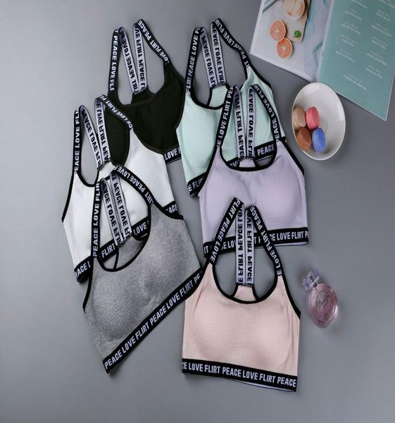 

sports bra women push up high elastic girl deportivo mujer for fitness female yoga bra sport letters  haut femme7487023, Black;white
