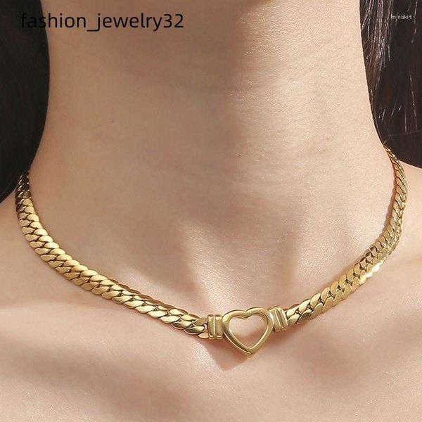 

pendant necklaces personalized heart necklace women girl gift fashion titanium steel colorless collar chain 2023 gold plated cuban, Silver