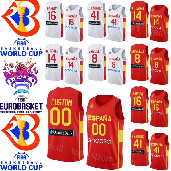 

printed 2023 world cup basketball spain jersey espana 16 usman garuba 4 alberto diaz 8 dario brizuela 21 alex abrines 9 ricky rubio 13 marc, Black;red