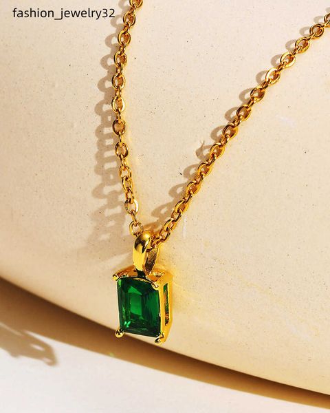 

women's necklace personalized and trendy stainless steel square cubic zirconia pendant necklace with extended chain jewelry party gift, Silver