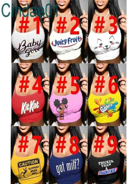 

women vest designers clothes 2021 new lovely print with thin shoulder strap light elastic underwear8327717, White