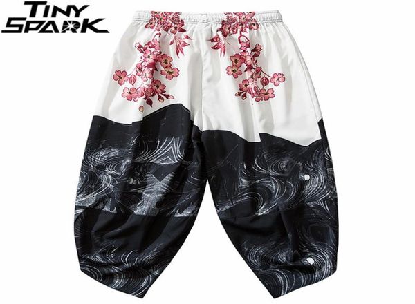 

2020 hip hop japanese sweatpants joggers mens streetwear harajuku floral printed baggy pants casual thin japan style trousers3546308, Black