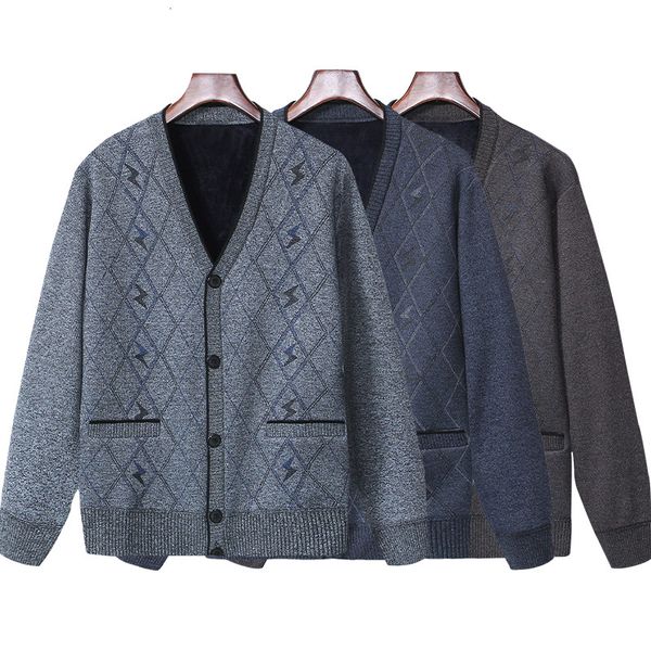 

men's sweaters mens knitted sweater cardigan fashion vneck jacket fleece thick autumn winter leisure warm loose brand menswear 230831, White;black