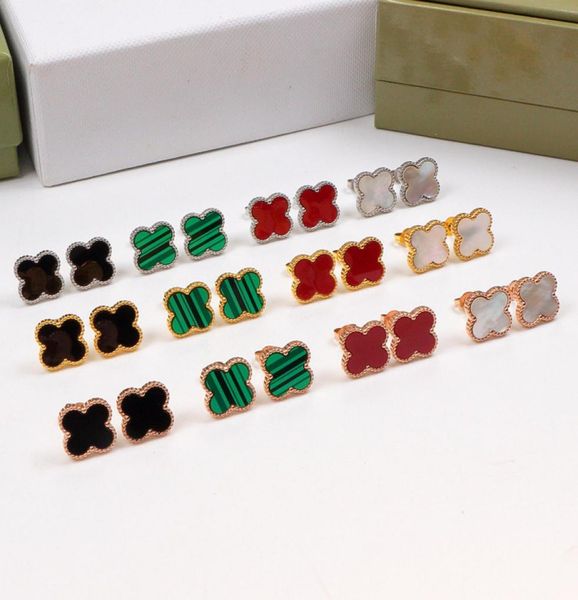 

fourleaf clover multicolor earrings color titanium steel matching earrings contracted fritillary jewelry whole8224331, Silver