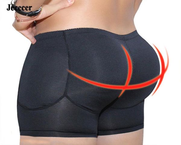 

men padded control boxers plus size underwear butt lifter shapewear hip pads underpants fake buttock shapers nude black6409032, Black;brown