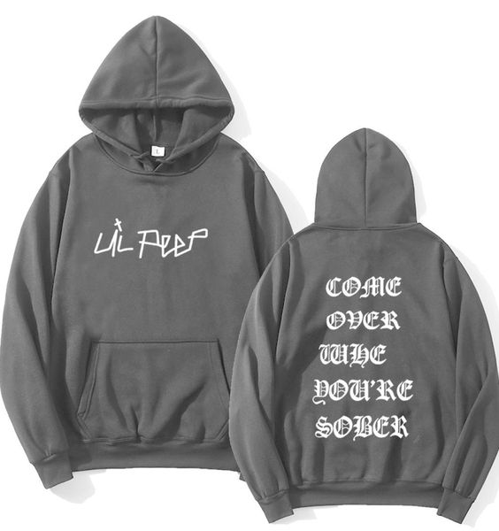 

2021 new lil peep come over when you039re sober tour concert vtg reprint hoodies cool men hip hop streetwear fleece sweatshirt 2351182, Black
